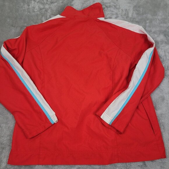 Vintage Nike Womens L 12/14 Red Track Jacket Light Weight‎ Zip Up Fitness Gym - Picture 6 of 6